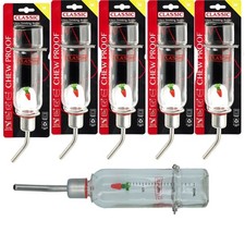 Small Animal Glass 350ml Chew Proof Water Bottle With Water Level Indicator