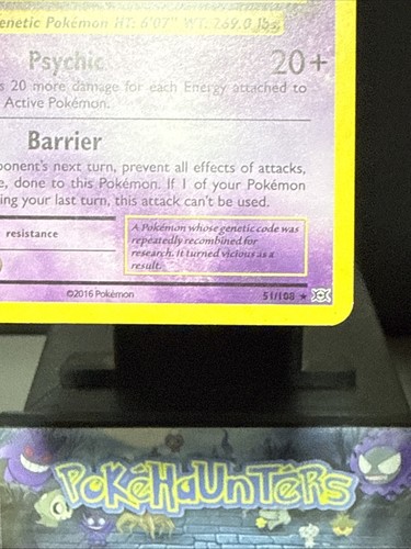 Pokemon Card Mewtwo 51/108 XY Evolutions Cracked Ice Holo Rare LP - Foto 4 di 6