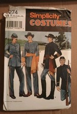 Simplicity Mens Teen Civil War Costume Sewing Pattern 7274 Size XS-S-M-L-XL