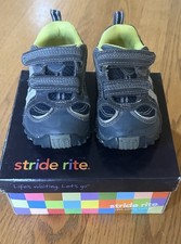 Stride Rite Scrambler H L Boys Hook Loop Sneakers Gray/Navy/Yellow 6.5M