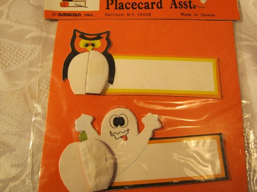 HONEYCOMB HALLOWEEN Table name PLACECARD ASST. PARTY AMSCAN INC. OWL GHOST CAT - Picture 2 of 3