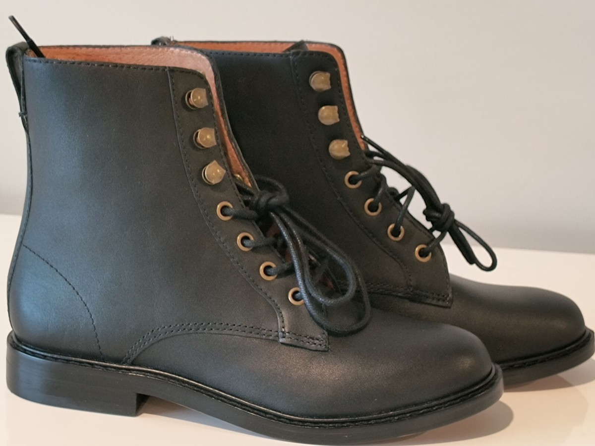 Madewell Kellie Lace Up Leather Boots, Black, 5 US Womens  display picture 1
