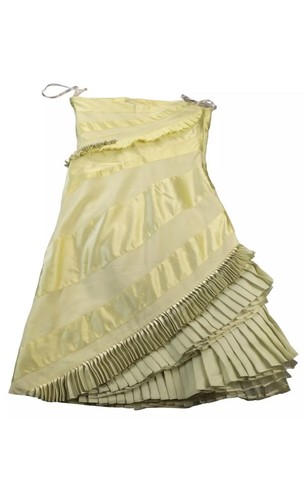 Karen Millen Womens Yellow Off the Shoulder Side Zip Bandeau Ruffle Dress Sz 12 - Picture 2 of 3
