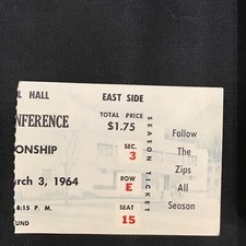 1964 March 3 Akron Zips Conference Championship Basketball Ticket Stub