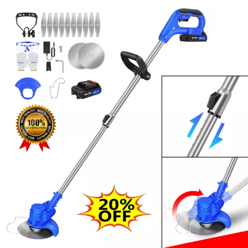 21V Cordless Strimmer Grass Trimmer Tree Cutter Garden Edger Electric Lawn Mower - Picture 1 of 13