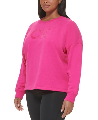 calvin Klein Performance Plus Size Logo Fleece Crewneck Sweatshirt PF2X2356 1X - Picture 14 of 16