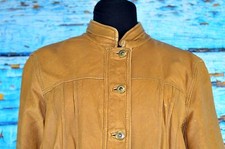Coldwater Creek Women's Leather Jacket Size 10 Light Brown Casual Button Down
