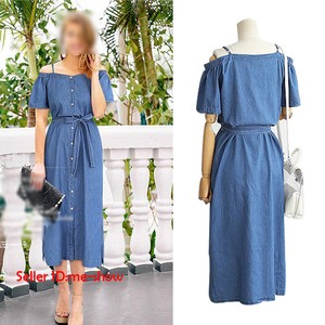 denim jumper with off shoulder