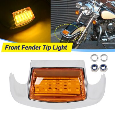 Front Fender Tip mit Licht Chrom Amber für Harley Heritage Softail FLSTC 88-08