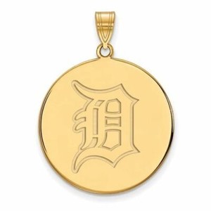 Authentic SS Gold-plated MLB Detroit Tigers XL Disc Pendant