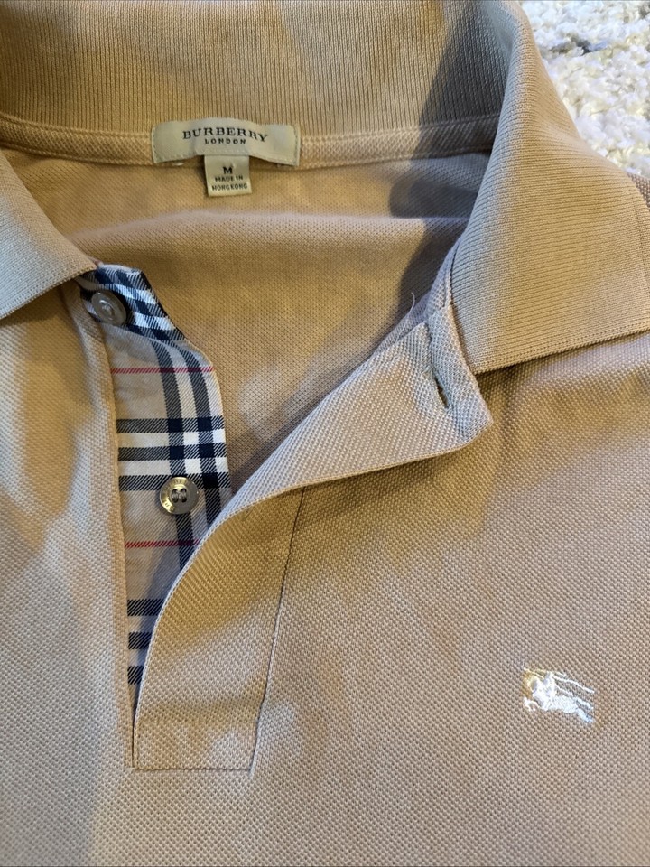 BURBERRY London Nova Check Beige Short Sleeve Polo Shirt Men's Size