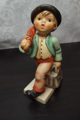 Vintage 6'' Goebel Hummel Figurine ''Merry Wanderer'' Boy with Umbrella and Bag