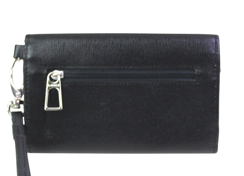Lodis BLACK GENUINE LEATHER FLAP ID CARD BILL BIFOLD WALLET CLUTCH WRISTLET - Picture 5 of 12
