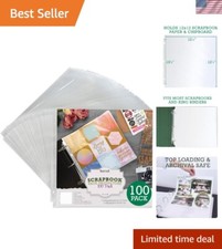 Scrapbook Refill Pages 12x12 Inch, 100 Pack, Fits 3 Ring Scrapbook Binders an...