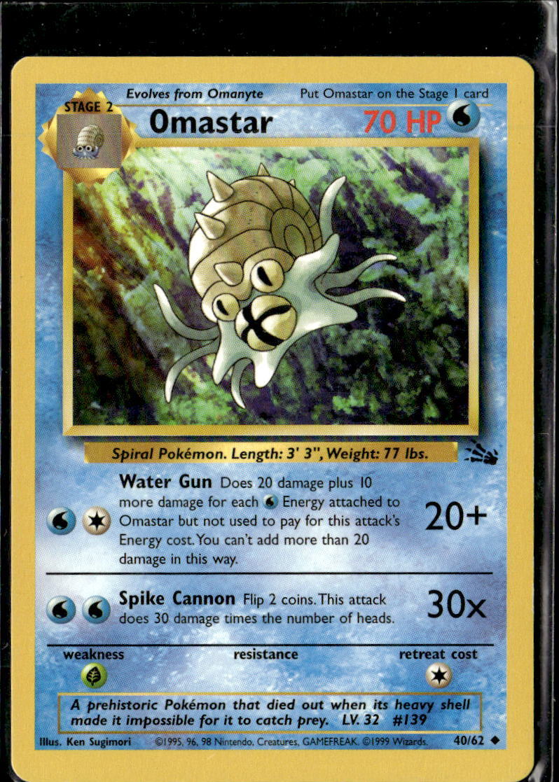 Pokemon Omastar 40/62 Fossil  Non Holo Common  2 Card Lot LP