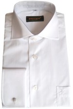 Chemise Homme Col Italien Avec Bouton de Fixation, Blanc Taille 39