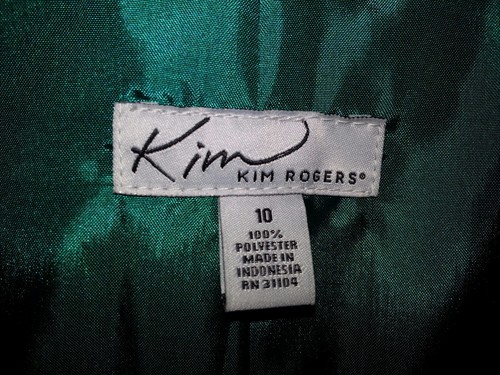 Kim Rodgers Size 10 Green Women's Jacket Blazer Poly EUC - Picture 2 of 4
