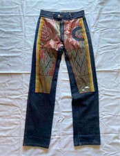 Jean Paul Gaultier Homme Denim Pants White Yellow Line Embroidered Men's M