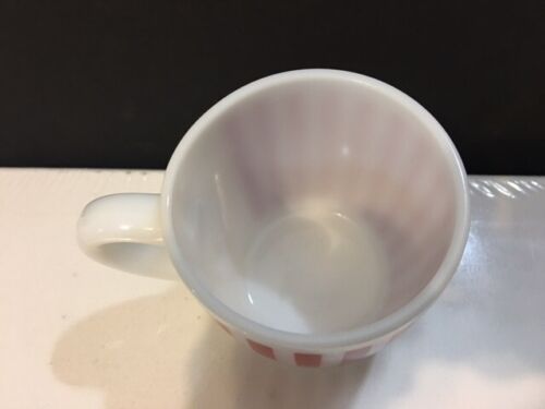 Hazel Atlas Red Candy Stripe 1950's Art Deco C-Handled Coffee Mug Soda Fountain - Picture 4 of 7