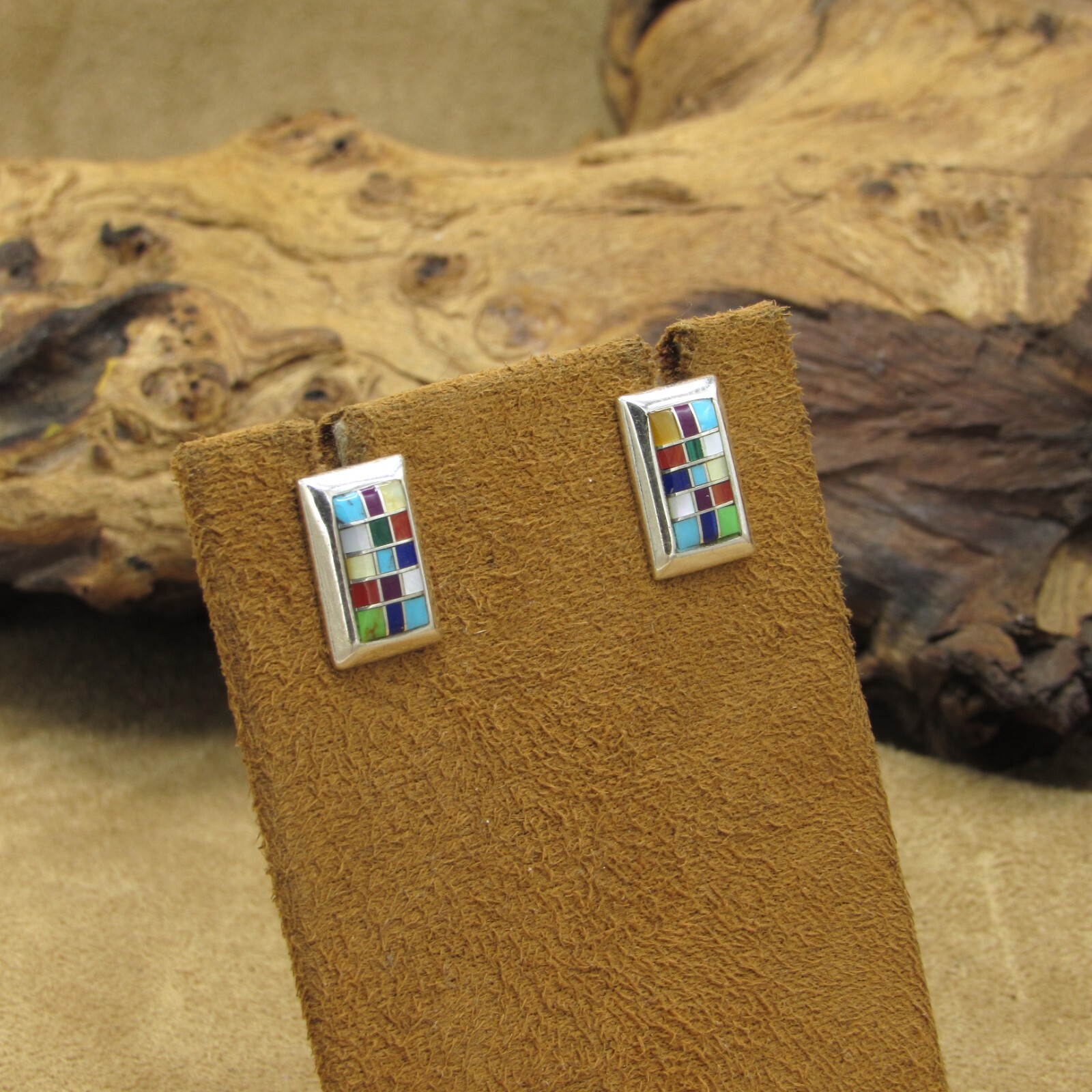 Rectangular Sterling Silver Multi-Stone Inlay Pos… - image 4