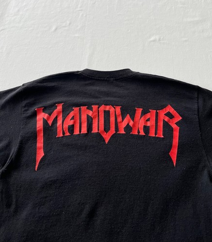 T-shirt nera vintage anni 2000 Manowar Rock Band taglia S - Foto 11 di 13