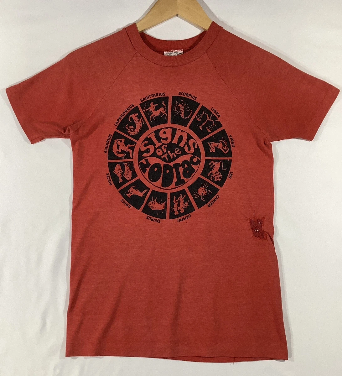 Vintage 80s Kmart Red T Shirt Signs of the Zodiac Screen Print