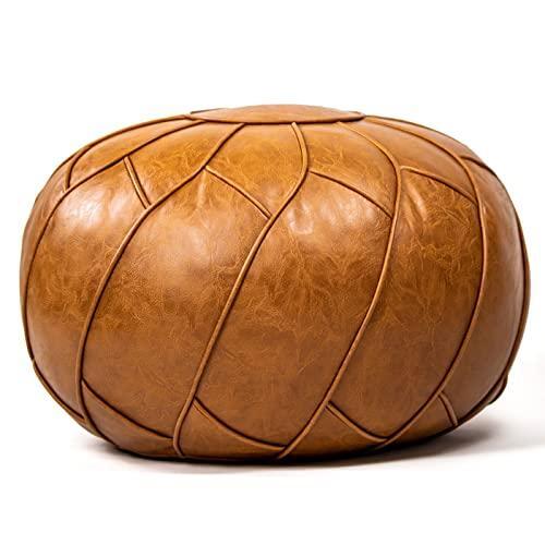 Moderner Faux Leather Pouf Unstuffed Ottoman Moroccan Footstool, Floor Footrest - Picture 1 of 9