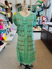 Vintage 1920s Silk Dress Turquoise Shift Dress