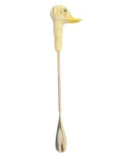 Vintage Brass Shoe Horn with Life Size White Duck Head Handle Approx 11" Long