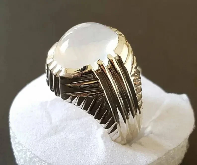 Anillo de piedra natural Dur Al Najaf anillo Dur e Najaf anillos chiítas piedra Najaf blanco Foto 3 de 4