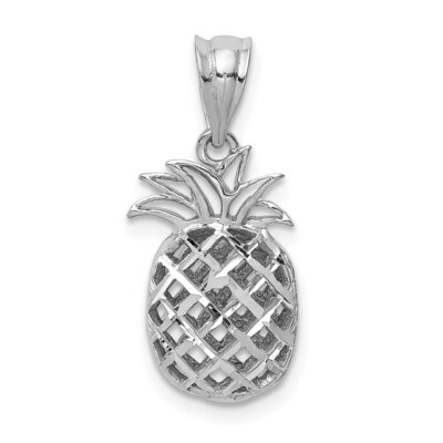 14K Weißgold poliert & 3D Ananas Anhänger 1,34g Geschenk für Mutter