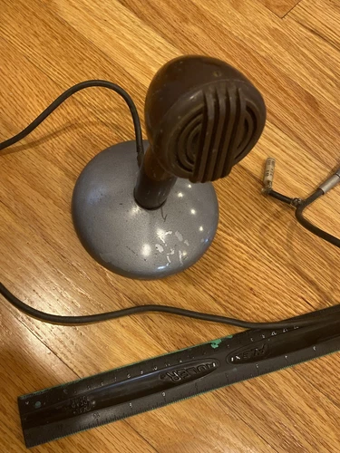 VINTAGE ASTATIC BULLET MICROPHONE W/BASE/STAND CZ644 - BROWN COLOR - LOOK!