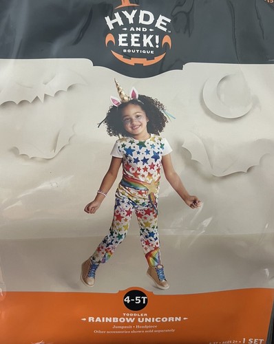 Star Unicorn Halloween Hyde and EEK Toddler Girls Jumpsuit Rainbow Costume 4-5T - Picture 5 of 5