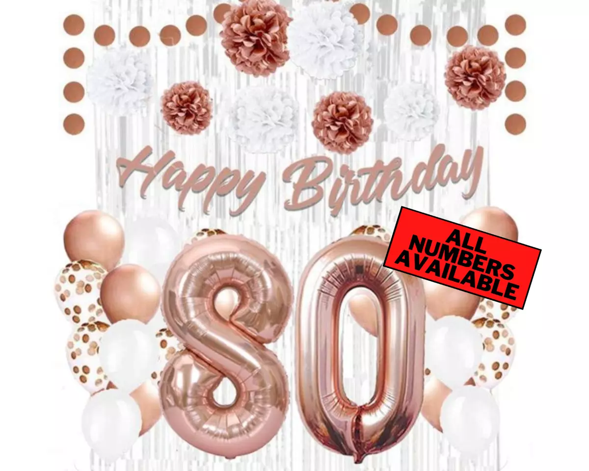 Rose Gold 80th Birthday Decorations for Women - 40" Number ...