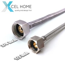 1x 3/4" x 1/2" BSP Flexible Connector Pipe - Braided Flexi Bathroom Boiler Hose