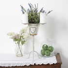 METAL ANTIQUE VINTAGE PAINTED 4 CANDLE & PLANT POT HOLDER Height 46cm