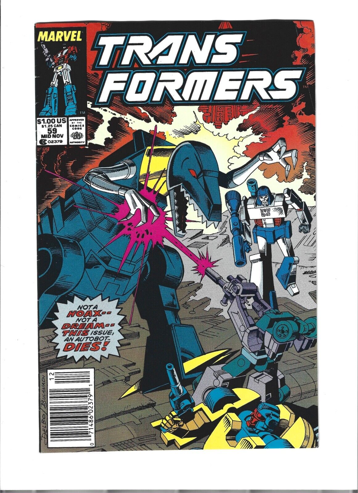 Transformers #59 Low Print Run Newsstand Grimlock Cover Appearance 1989 Marvel