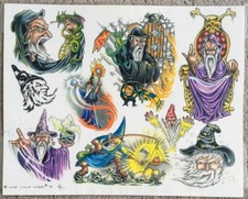 Tattoo Studio Shop Flash Single Wizard Merlin Sorcerer Magic 11" X 14" Print