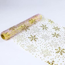 2 pièces flocon de neige de Noël chemin de table doré 108 pouces X2 9 pieds x 2 flocon de neige doré