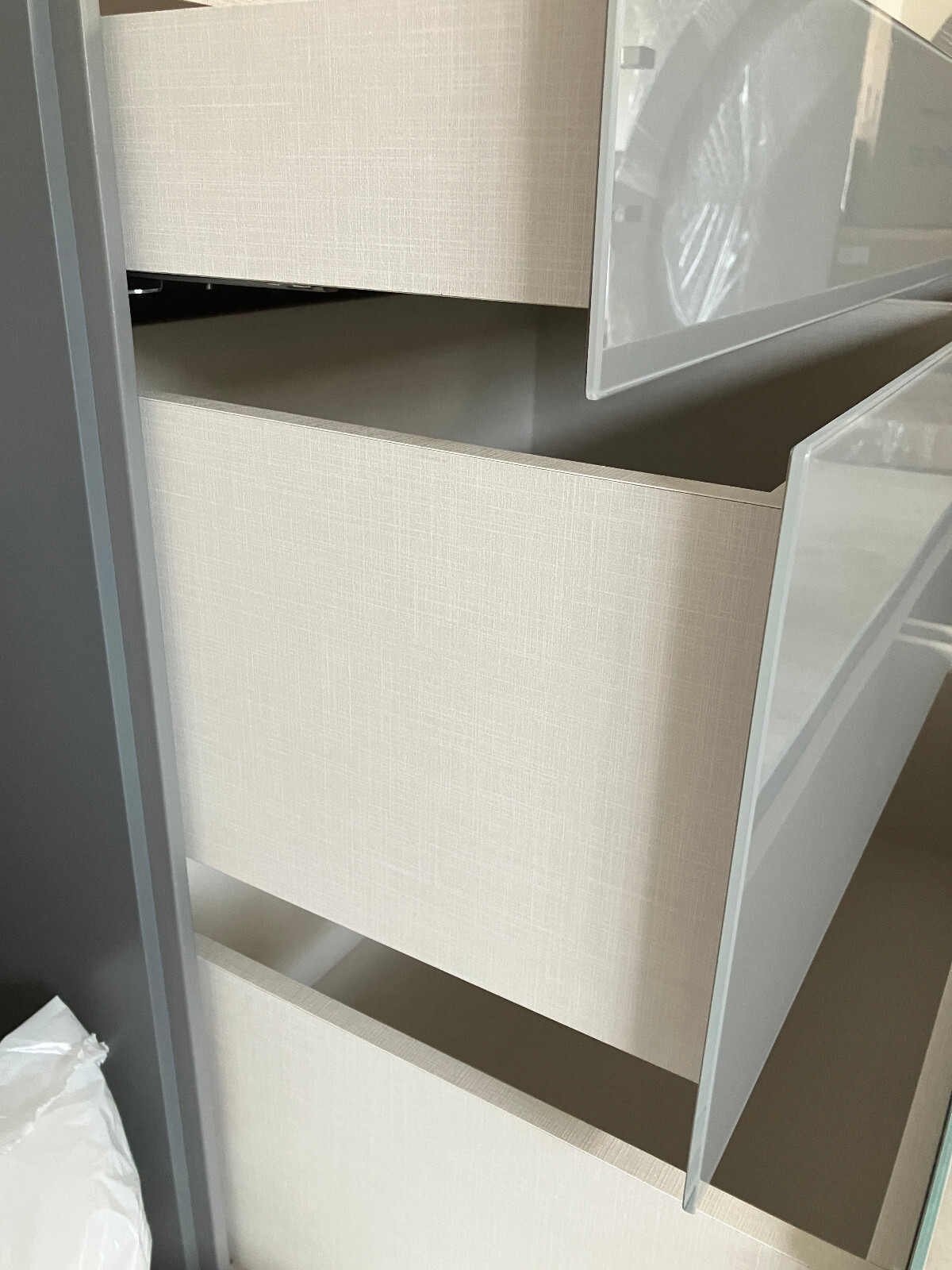 DWELL 3 Drawer chest of drawers GREY LACQUER 140L X 70H X 53D eBay