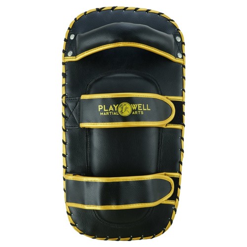 PMA Rexine Leather Curved Muay Thai Kick Pads Boxing MMA Martial Arts Shields - Picture 3 of 5