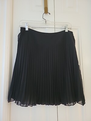 NWT Express Womens Black Crepe Pleated Skirt (Satin Lined) Size 7/8 New W/ Tags