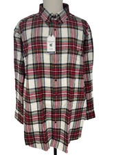 Roundtree  Yorke Soft Portuguese Flannel Shirt Big Man 3XB Red Multi Plaid NEW