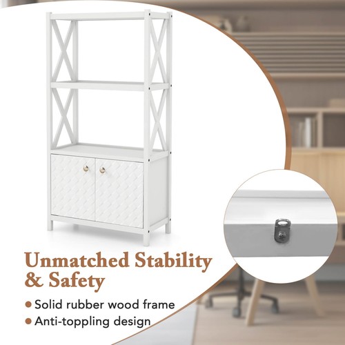 Bathroom Storage Cabinet Storage Organizer w/Open Shelves & Double Doors Modern - Picture 8 of 8
