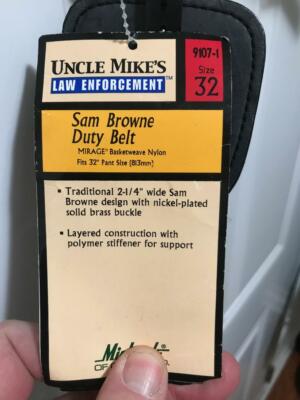 Uncle Mike's Sam Browne Duty Belt 9107-1 sz 32 silver or brass buckle you choose