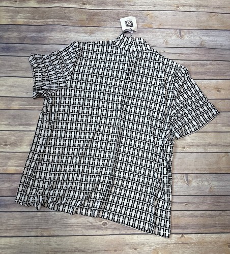 Anne Klein Damen Übergröße bedrucktes Oberteil mit Stehkragen schwarz/weiß Größe 2X - Bild 5 von 6