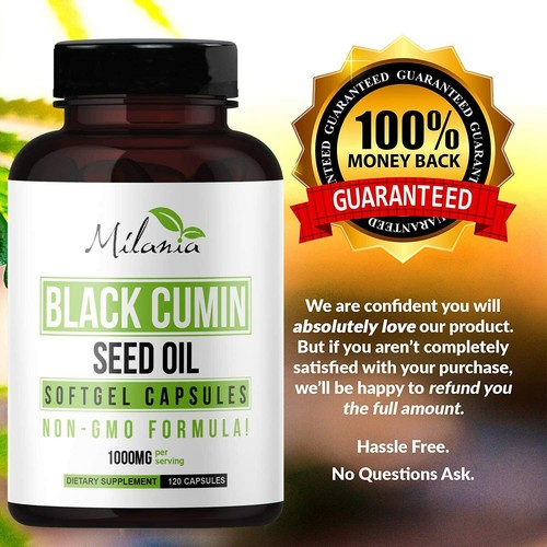Premium Black Seed Oil Capsules 120 Softgels Nigella Sativa Black Cumin Seed Oil - Picture 9 of 9