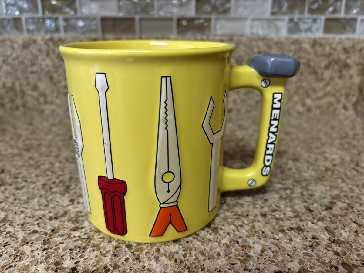 MENARDS 12 Oz Coffee Mug Cup Handle Ceramic Handyman Tools Yellow. | eBay