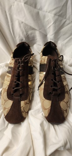 COACH Women's Brown Gold Monogram Lace-Up Sneaker Shoes Size 9B / 40 Eu ...