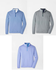 NEW MENS PETER MILLAR GOLF Perth SUGAR STRIPE Melange 1/4 ZIP PULLOVER, MEDIUM